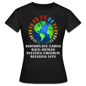 contre le racisme, contre la droite, contre les nazis, l’amour - T-shirt Femme - noir - Devant - AI Model Female 172 dark (172cm)
