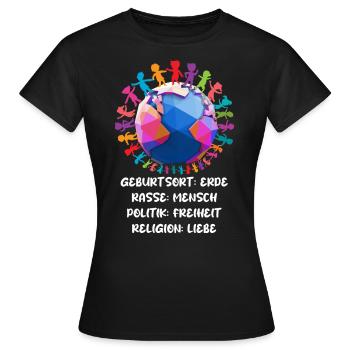 contre le racisme, contre la droite, contre les nazis, l’amour - T-shirt Femme - noir - Devant - AI Model Female 172 dark (172cm)