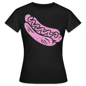 Hot Dog Adult Pink Diamonds - Women's T-Shirt - black - Front - AI Model Female 172 dark (172cm)