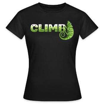 Bouldern, Klettern, Freiklettern Chameleon Boulder - Frauen T-Shirt - Schwarz - Vorne - AI Model Female 172 dark (172cm)