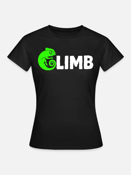 Bouldern, Klettern, Freiklettern Chameleon Boulder - Frauen T-Shirt - Schwarz