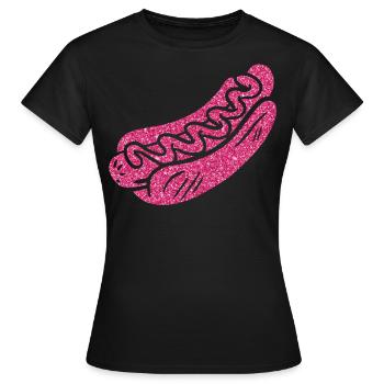 Hot Dog Adult Pink Diamonds - Women's T-Shirt - black - Front - AI Model Female 172 dark (172cm)