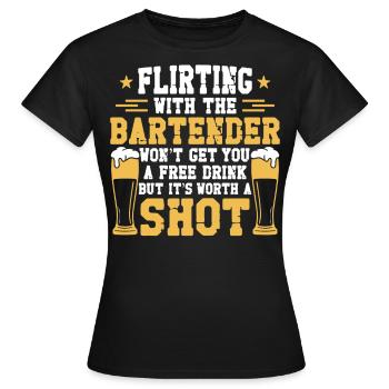 Bartender Mixologist Flirting With - Women's T-Shirt - black - Front - AI Model Female 172 dark (172cm)