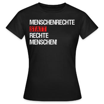 contre le racisme, contre la droite, contre les nazis, l’amour - T-shirt Femme - noir - Devant - AI Model Female 172 dark (172cm)
