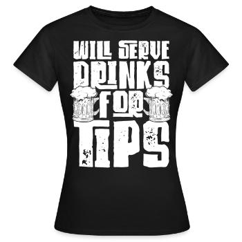 Bartender Mixologist Will Serve - Frauen T-Shirt - Schwarz - Vorne - AI Model Female 172 dark (172cm)