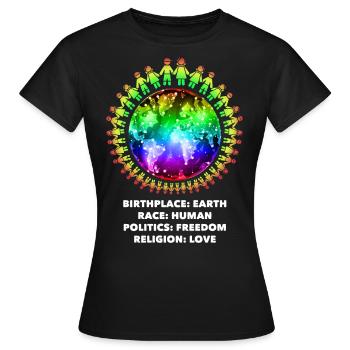 contre le racisme, contre la droite, contre les nazis, l’amour - T-shirt Femme - noir - Devant - AI Model Female 172 dark (172cm)