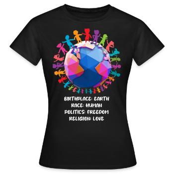 contre le racisme, contre la droite, contre les nazis, l’amour - T-shirt Femme - noir - Devant - AI Model Female 172 dark (172cm)