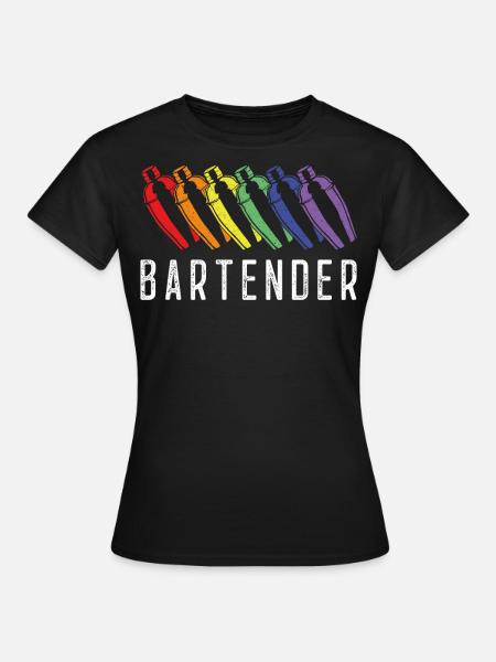 Bartender Mixologist Rainbow - Frauen T-Shirt - Schwarz