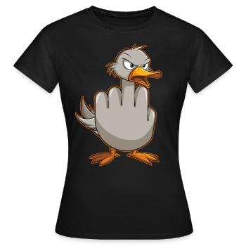Drôle Rude Seagulls Drôle Cadeau - T-shirt Femme - noir - Devant - AI Model Female 172 dark (172cm)
