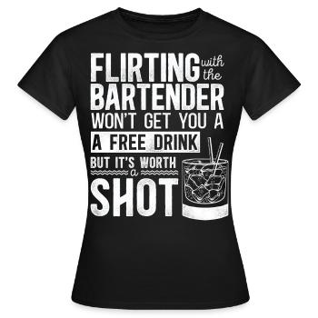 Bartender Mixologist Flirting With - Women's T-Shirt - black - Front - AI Model Female 172 dark (172cm)