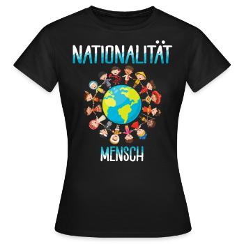 contre le racisme, contre la droite, contre les nazis, l’amour - T-shirt Femme - noir - Devant - AI Model Female 172 dark (172cm)