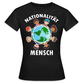 contre le racisme, contre la droite, contre les nazis, l’amour - T-shirt Femme - noir - Devant - AI Model Female 172 dark (172cm)