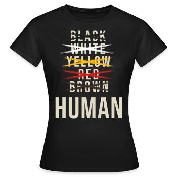 contre le racisme, contre la droite, contre les nazis, l’amour - T-shirt Femme - noir - Devant - AI Model Female 172 dark (172cm)