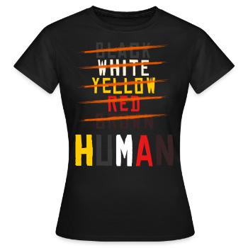 contre le racisme, contre la droite, contre les nazis, l’amour - T-shirt Femme - noir - Devant - AI Model Female 172 dark (172cm)