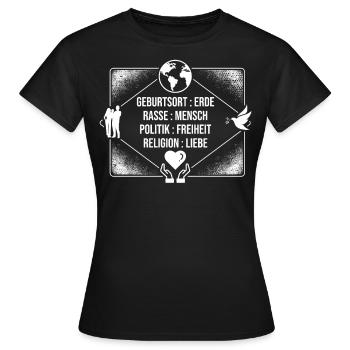 contre le racisme, contre la droite, contre les nazis, l’amour - T-shirt Femme - noir - Devant - AI Model Female 172 dark (172cm)