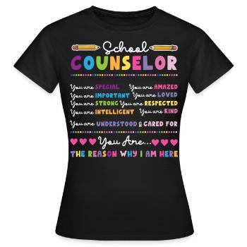 Conseiller scolaire Conseiller scolaire - T-shirt Femme - noir - Devant - AI Model Female 172 dark (172cm)