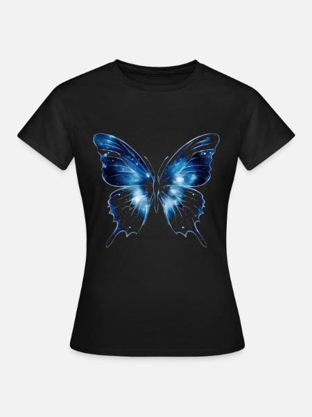 Blauer Schmetterling - Frauen T-Shirt - Schwarz