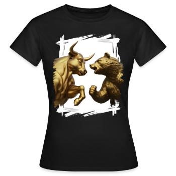 Marché boursier haussier vs baissier - T-shirt Femme - noir - Devant - AI Model Female 172 dark (172cm)