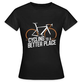 Mit dem Fahrrad zu einem besseren Ort / Fahrrad - Frauen T-Shirt - Schwarz - Vorne - AI Model Female 172 dark (172cm)
