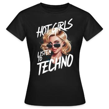 hot girls listen to techno - Women's T-Shirt - black - Front - AI Model Female 172 dark (172cm)