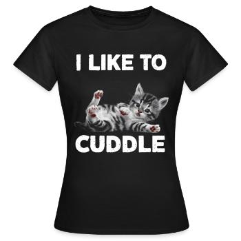 J’aime câliner minou - T-shirt Femme - noir - Devant - AI Model Female 172 dark (172cm)