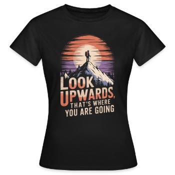 Regardez vers le haut, c’est là que vous allez montagne - T-shirt Femme - noir - Devant - AI Model Female 172 dark (172cm)