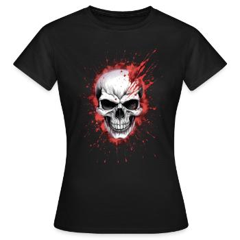 Unheimlicher Schädel mit Blut - Frauen T-Shirt - Schwarz - Vorne - AI Model Female 172 dark (172cm)