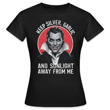 Vampire, éloigne de moi la lumière du soleil à l’ail argenté - T-shirt Femme - noir - Devant - AI Model Female 172 dark (172cm)