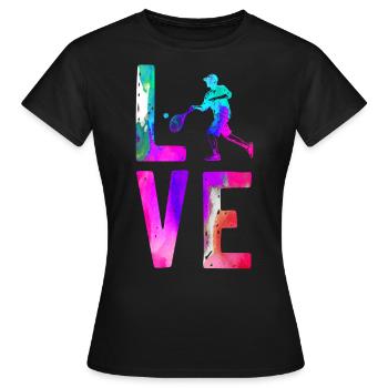 Funny Tennis Player Racket - Frauen T-Shirt - Schwarz - Vorne - AI Model Female 172 dark (172cm)