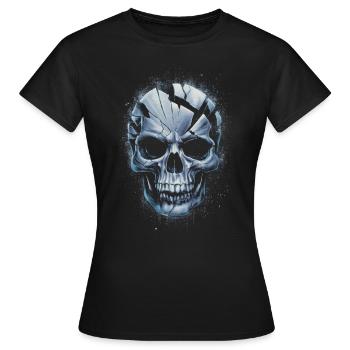 Zerbrochener unheimlicher Schädel - Frauen T-Shirt - Schwarz - Vorne - AI Model Female 172 dark (172cm)