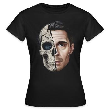Mi-humain mi-crâne - T-shirt Femme - noir - Devant - AI Model Female 172 dark (172cm)