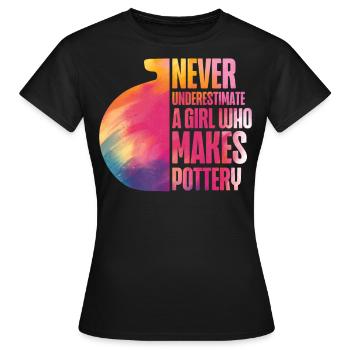 Pottery Ceramics Artist Watercolor - Frauen T-Shirt - Schwarz - Vorne - AI Model Female 172 dark (172cm)