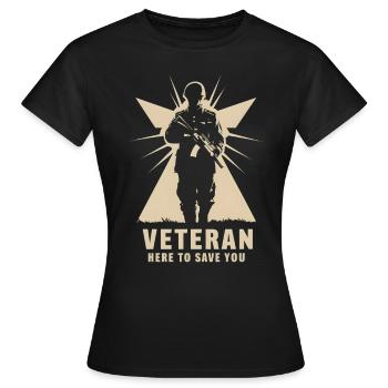 Veteran hier, um dich zu retten - Frauen T-Shirt - Schwarz - Vorne - AI Model Female 172 dark (172cm)