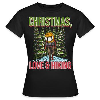Frohes Fest Weihnachten, Liebe & Wandern - Frauen T-Shirt - Schwarz - Vorne - AI Model Female 172 dark (172cm)