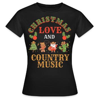 Noël, Amour Musique Country Concerts de Noël - T-shirt Femme - noir - Devant - AI Model Female 172 dark (172cm)