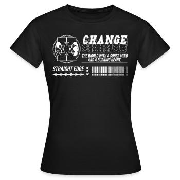 Vegan, Anti-Drugs, Hardcore Punk Straight Edge - Women's T-Shirt - black - Front - AI Model Female 172 dark (172cm)