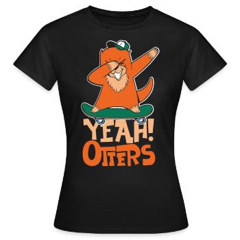 Otter Yeah! Otters - T-shirt Femme - noir - Devant - AI Model Female 172 dark (172cm)