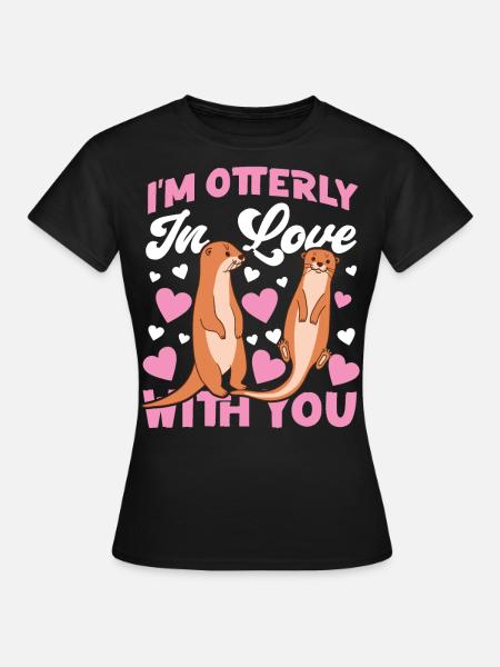 Otter Pun Valentines Day I'm - Frauen T-Shirt - Schwarz