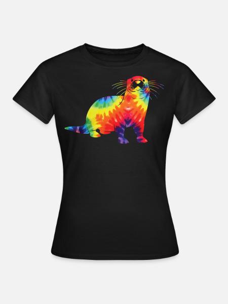 Otter Tie Dye - Frauen T-Shirt - Schwarz