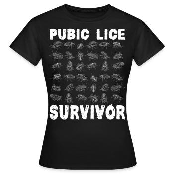 Survivant des poux du pubis humour adulte embarrassant - T-shirt Femme - noir - Devant - AI Model Female 172 dark (172cm)