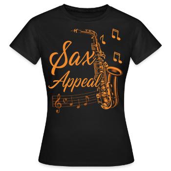 Saxophones Pun Sax Appeal - Women's T-Shirt - black - Front - AI Model Female 172 dark (172cm)