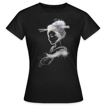 Weißer Geisha-Staub - Frauen T-Shirt - Schwarz - Vorne - AI Model Female 172 dark (172cm)