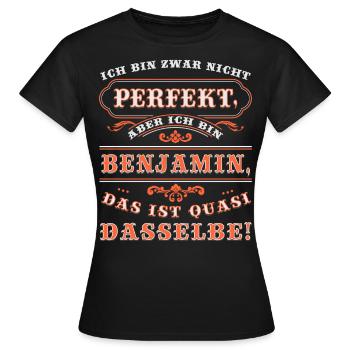 Funny BENJAMIN for Name Day with Name Name - Women's T-Shirt - black - Front - AI Model Female 172 dark (172cm)
