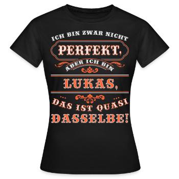 LUKAS drôle pour la journée du nom avec nom nom - T-shirt Femme - noir - Devant - AI Model Female 172 dark (172cm)