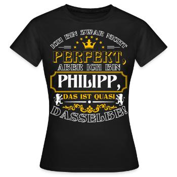 Drôle de PHILIPP pour la journée du nom avec le nom du nom - T-shirt Femme - noir - Devant - AI Model Female 172 dark (172cm)