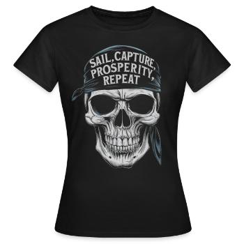 Piratensegel erobern Souveränität Wiederholung - Frauen T-Shirt - Schwarz - Vorne - AI Model Female 172 dark (172cm)
