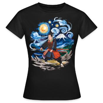 Nuit étoilée Ronin Mont Fuji Japonais - T-shirt Femme - noir - Devant - AI Model Female 172 dark (172cm)