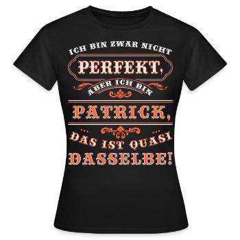 PATRICK drôle pour la journée du nom avec le nom du nom - T-shirt Femme - noir - Devant - AI Model Female 172 dark (172cm)