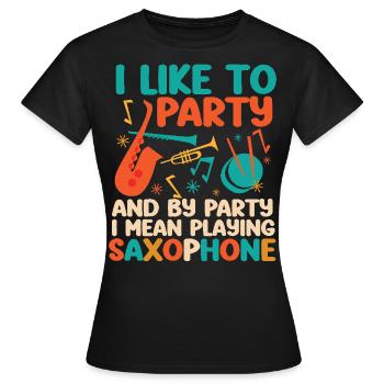 Saxophone J’aime faire la fête et par - T-shirt Femme - noir - Devant - AI Model Female 172 dark (172cm)
