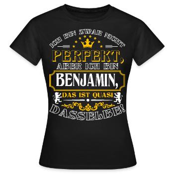 Funny BENJAMIN for Name Day with Name Name - Women's T-Shirt - black - Front - AI Model Female 172 dark (172cm)